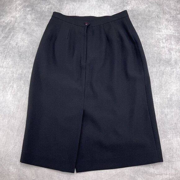 Le Suit Skirt Set Women 8 36/27Wx24L Black‎ Crepe Double Breasted Career Classic - Picture 14 of 15